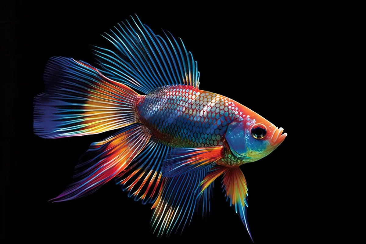 Picture of Orange Goldfish Swimming in Aquatic Aquarium.