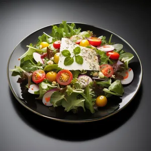 Fresh salad with variety of vegetables and cheese