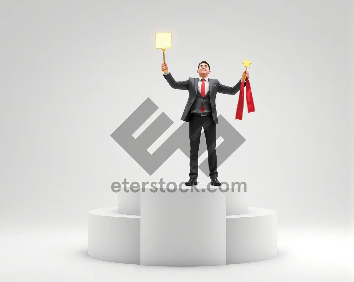 Picture of Silhouette of businessman at work in 3D perspective