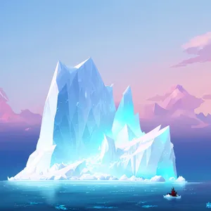 Arctic Glacier under Sunny Sky