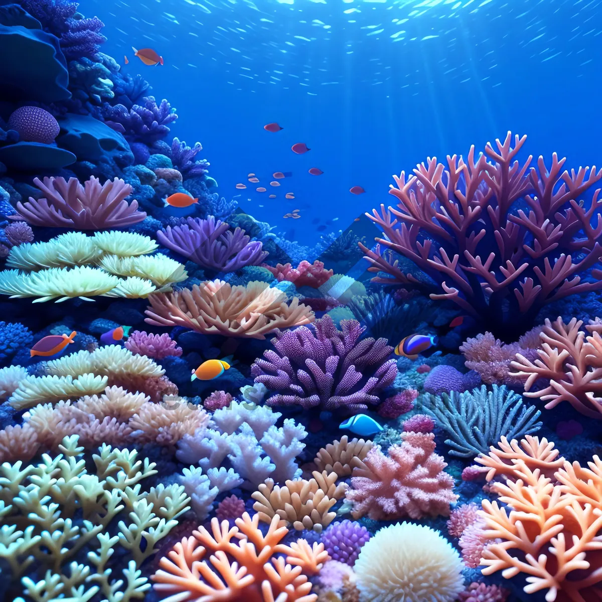 Picture of Vibrant Coral Reef Teeming with Underwater Life