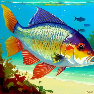 Vibrant Goldfish in a Tropical Aquarium