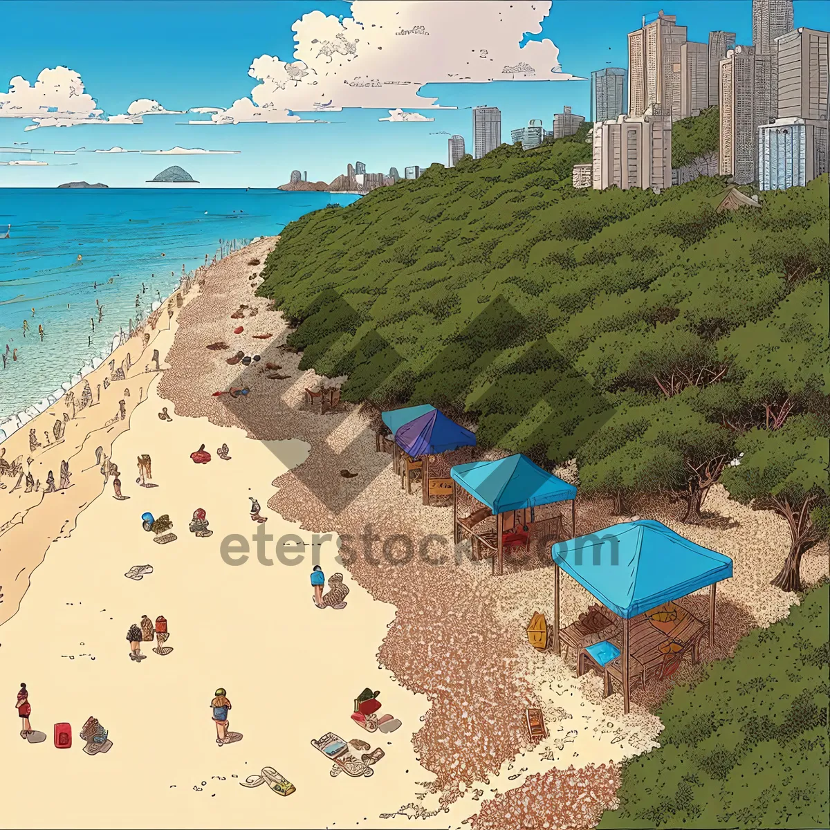 Picture of Serene Summer Beachscape: Tranquil Coastal Oasis