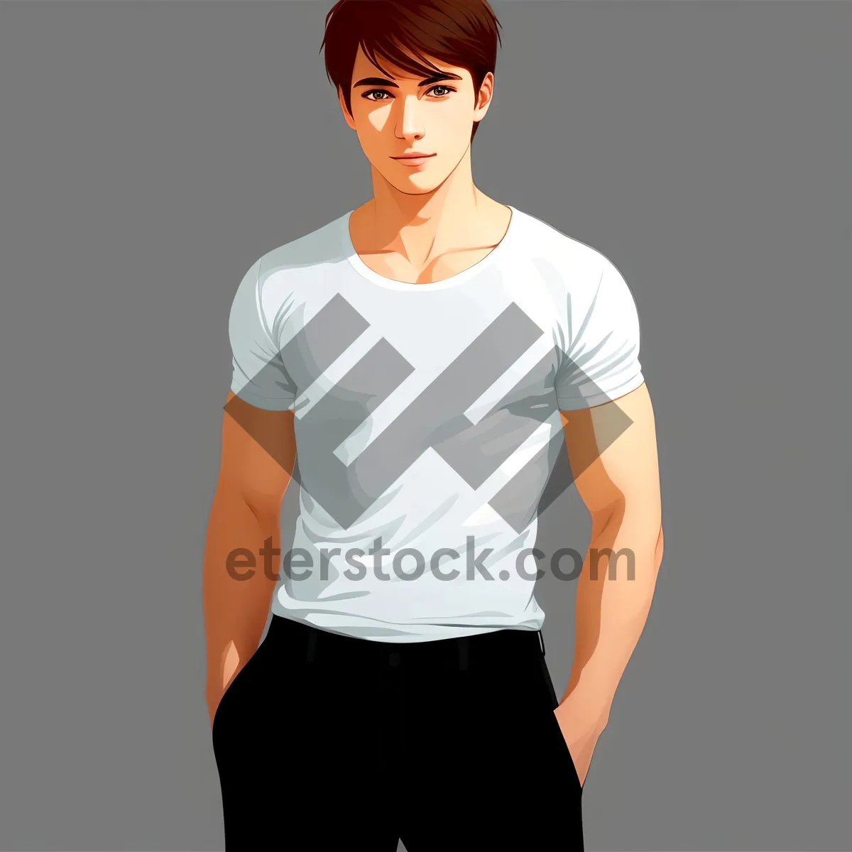 Picture of Smiling Male Model in Casual Shirt