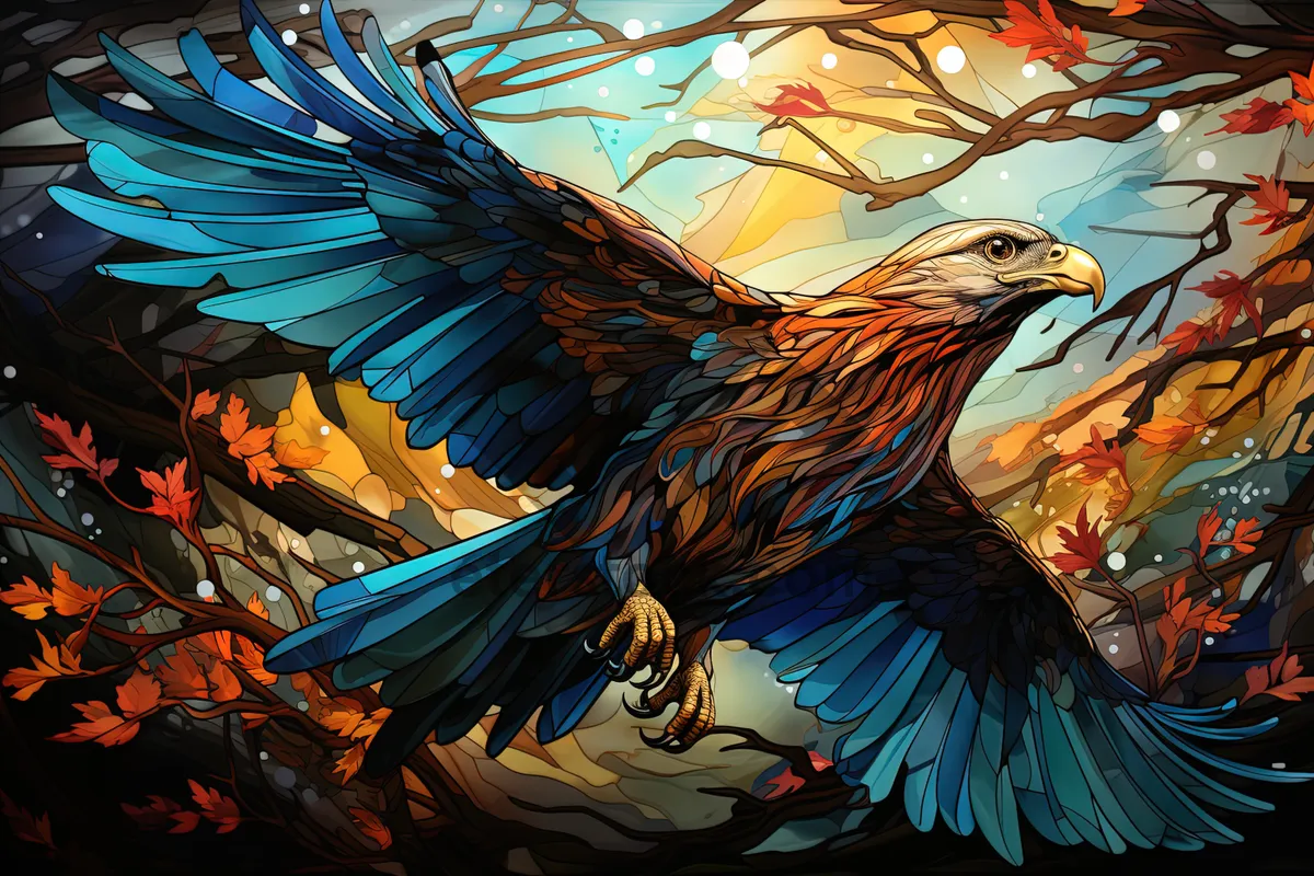 Picture of Colorful Fractal Cock Image - Vibrant Bird Artwork.