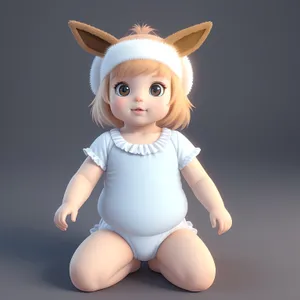 Joyful Toddler with Bunny Doll
