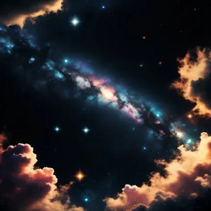 Fantasy celestial body in bright galaxy night sky