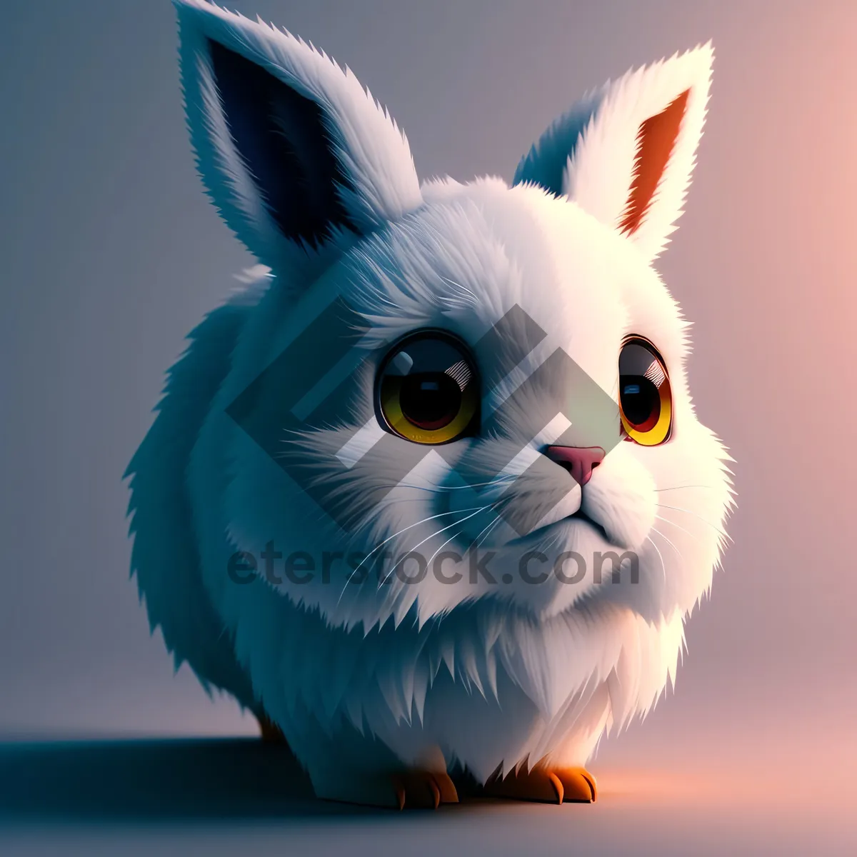 Picture of Furry Fluffball with Whiskers: Adorable Rabbit Kitty Portrait