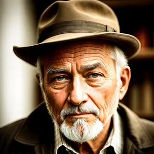 Serious elderly man wearing a handsome hat