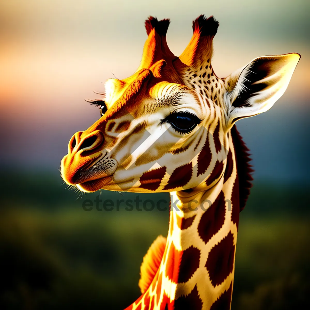 Picture of Majestic Giraffe Standing Tall in the Savannah