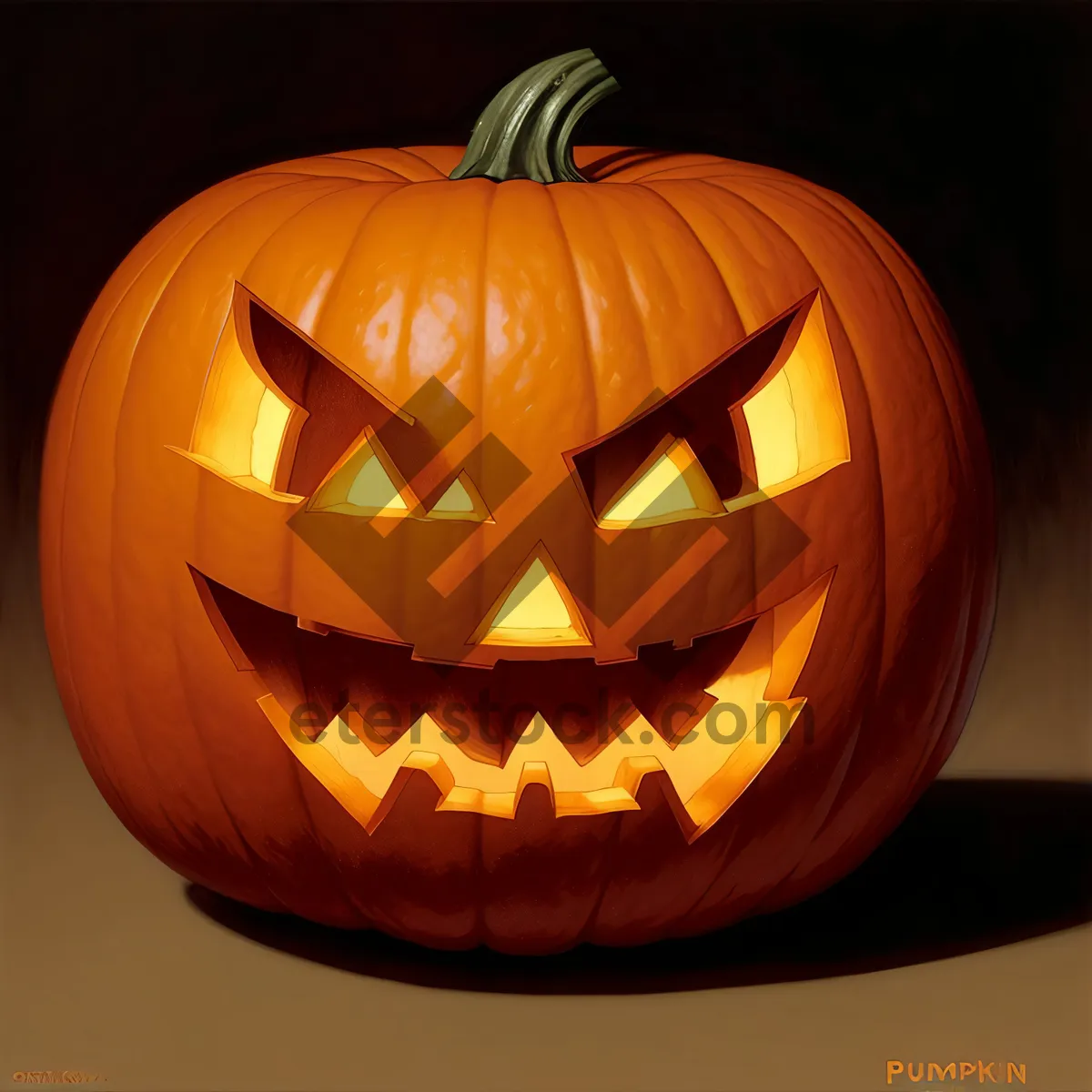 Picture of Spooky Pumpkin Lantern Illuminating Halloween Night