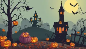 Spooky Halloween Night Silhouette Art
