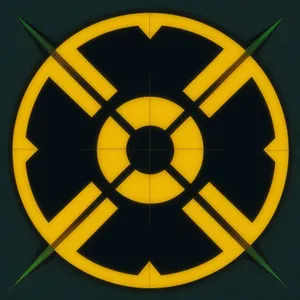 Shiny Poison Caution Button - Yellow Hazard Symbol