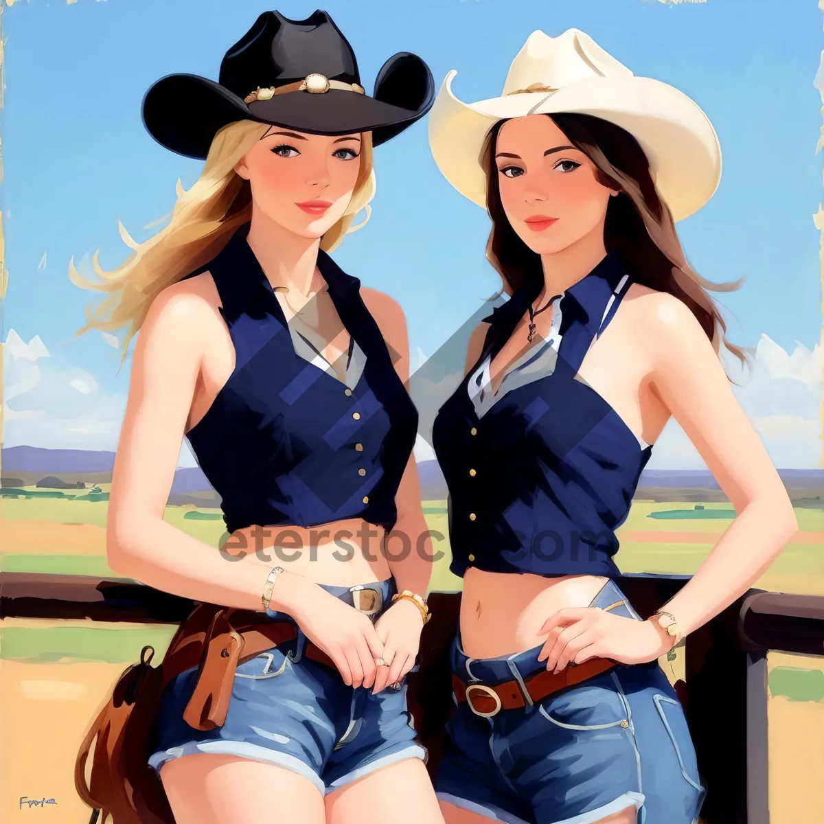 Picture of Smiling Beach Babe in Stylish Cowboy Hat