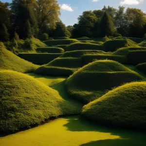 Serene Tea Plantation on Mountain Slopes