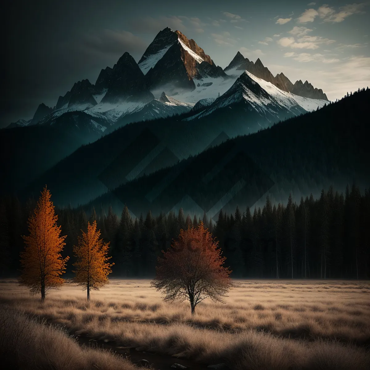 Picture of Snow-capped Mount Peaks in Tranquil National Park