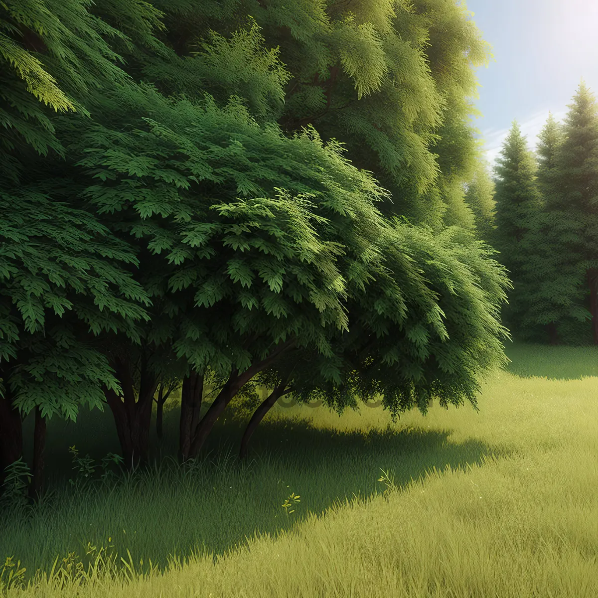 Picture of Willow Tree in Serene Forest Landscape