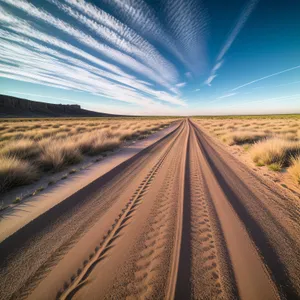 Endless Desert Road - Tranquil Transportation Journey