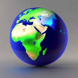 Global Earth Map: 3D Satellite View of Continents