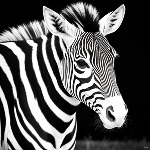 Striped Zebra Grazing in the African Wilderness