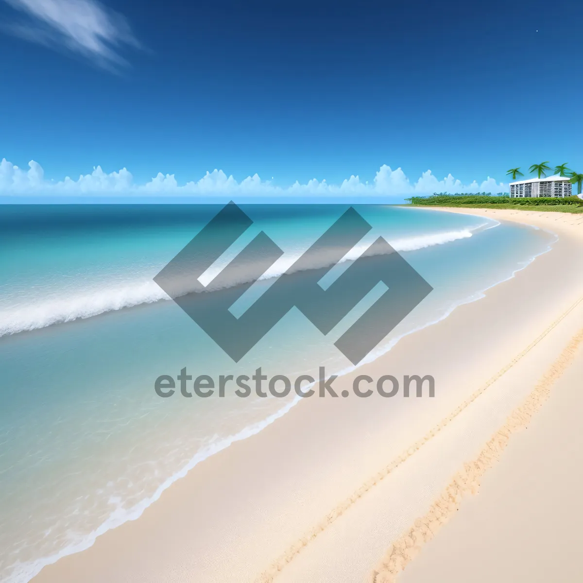 Picture of Sunny Shoreline: Tropical Beach Paradise with Turquoise Waves