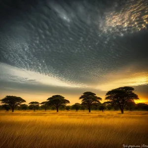 Capture the Celestial Beauty: Sunlit Horizon Over Rural Countryside