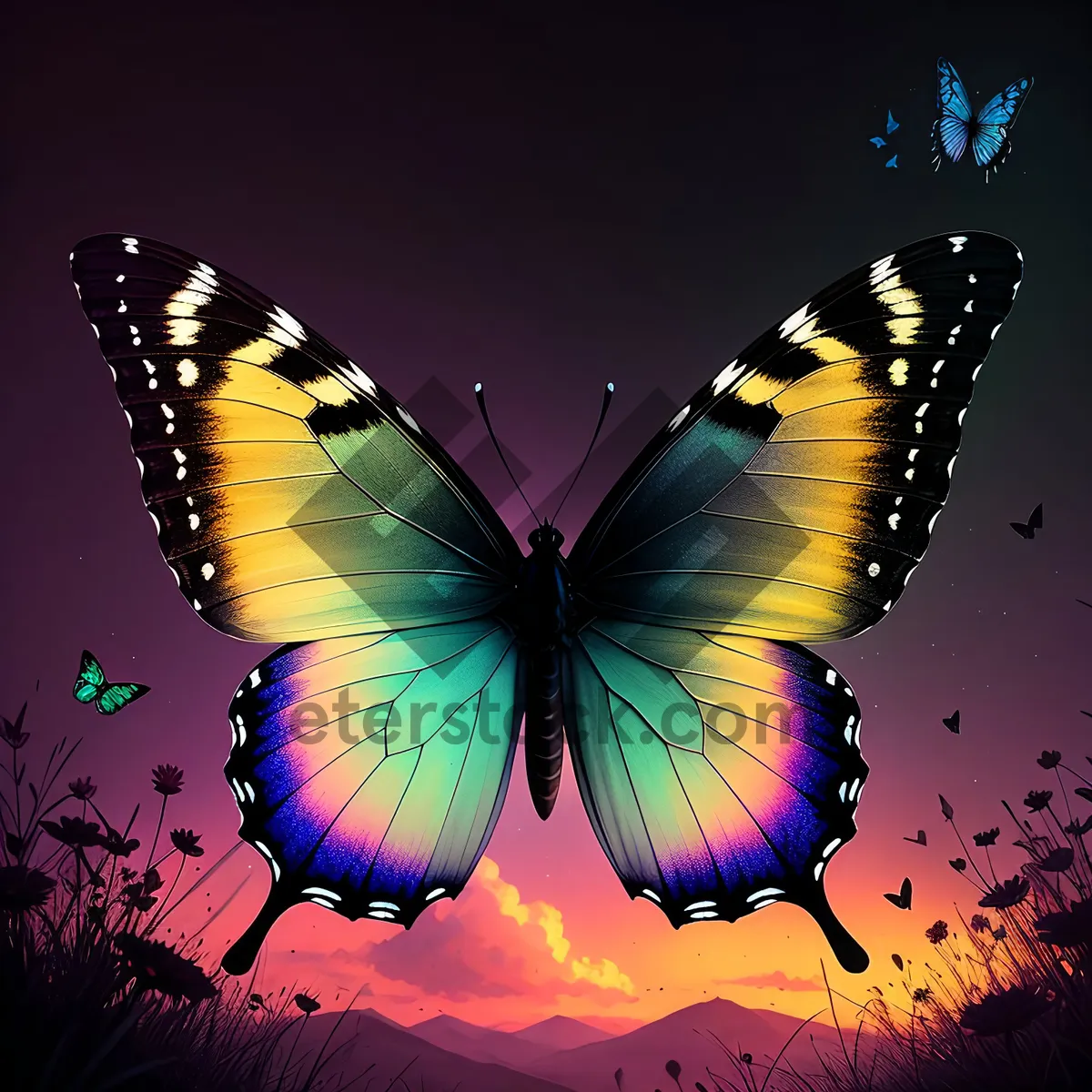 Picture of Summer Butterfly Wing Art Design Silhouette