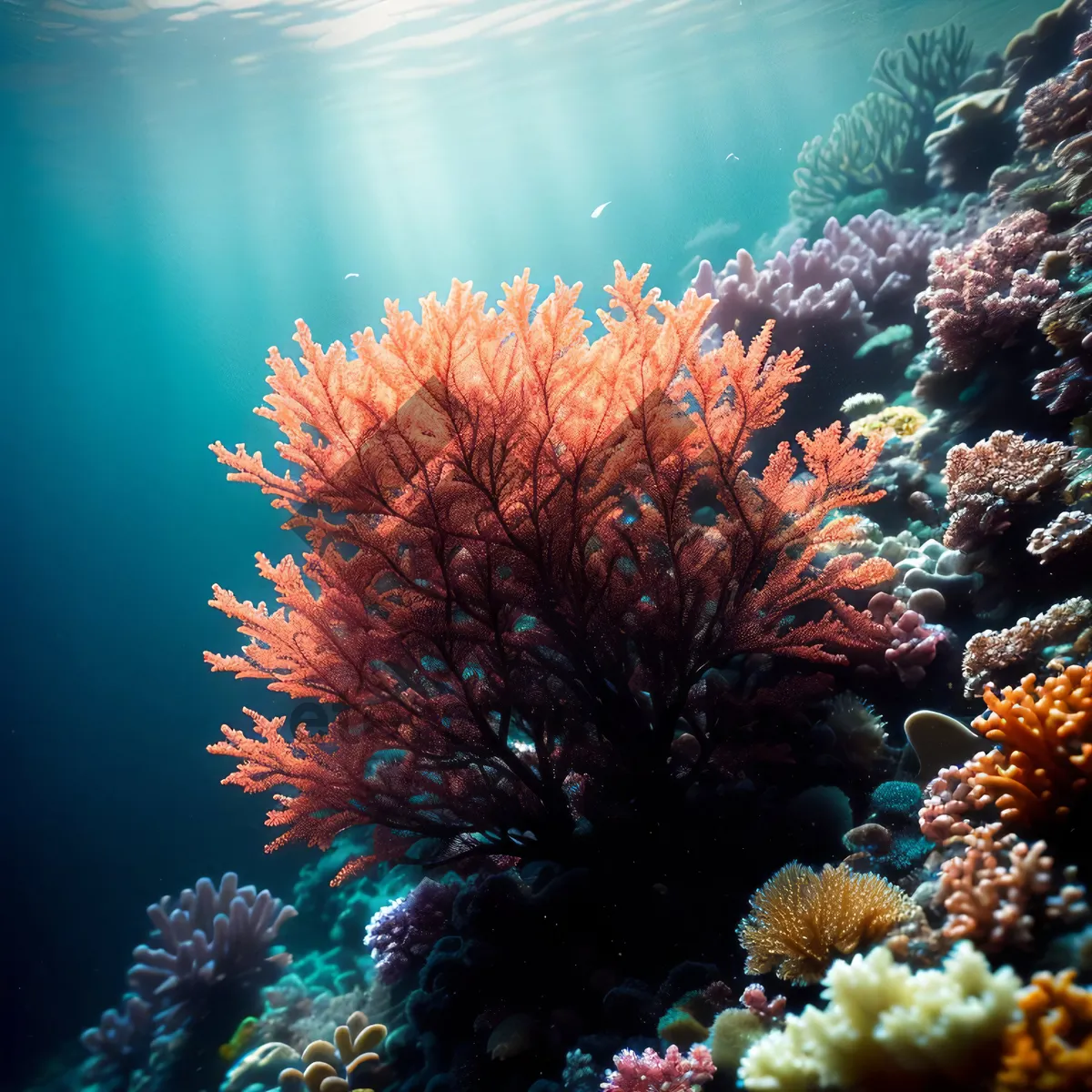 Picture of Colorful Coral Reef Life in Exotic Underwater Paradise