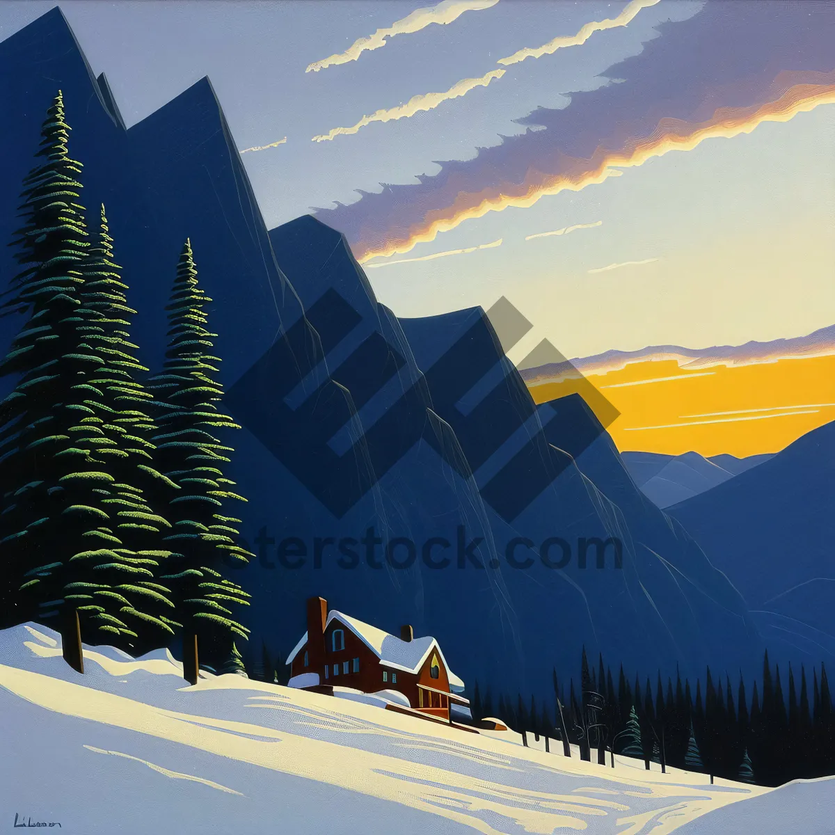 Picture of Winter Wonderland Ski Slope in the Alps