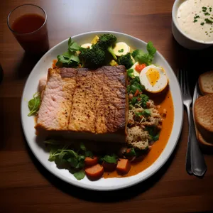 Gourmet plate with grilled meat and vegetables