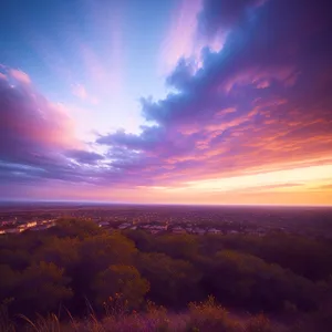 Vibrant Sunset Over Scenic Mountains