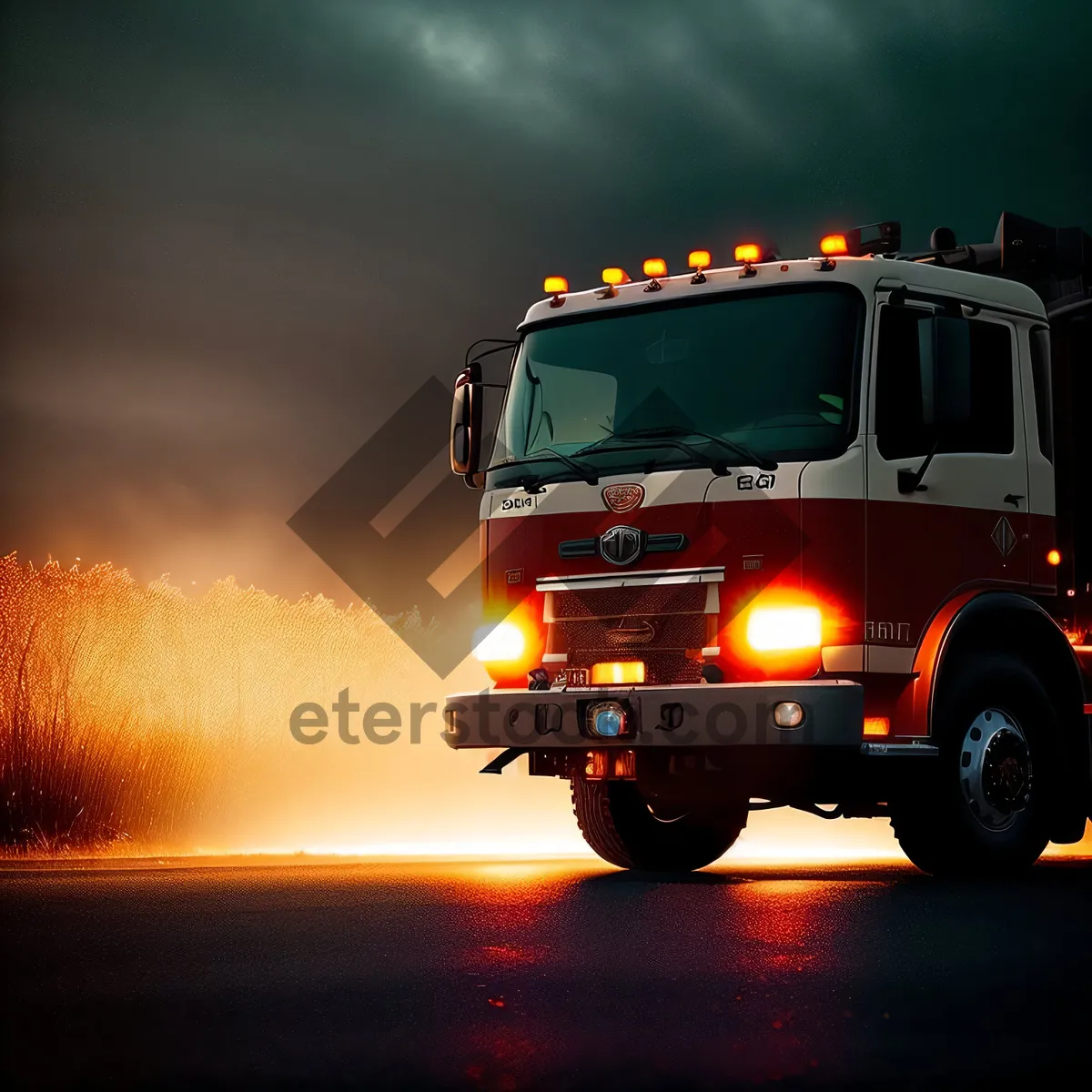 Picture of Fast Truck on Snowy Highway