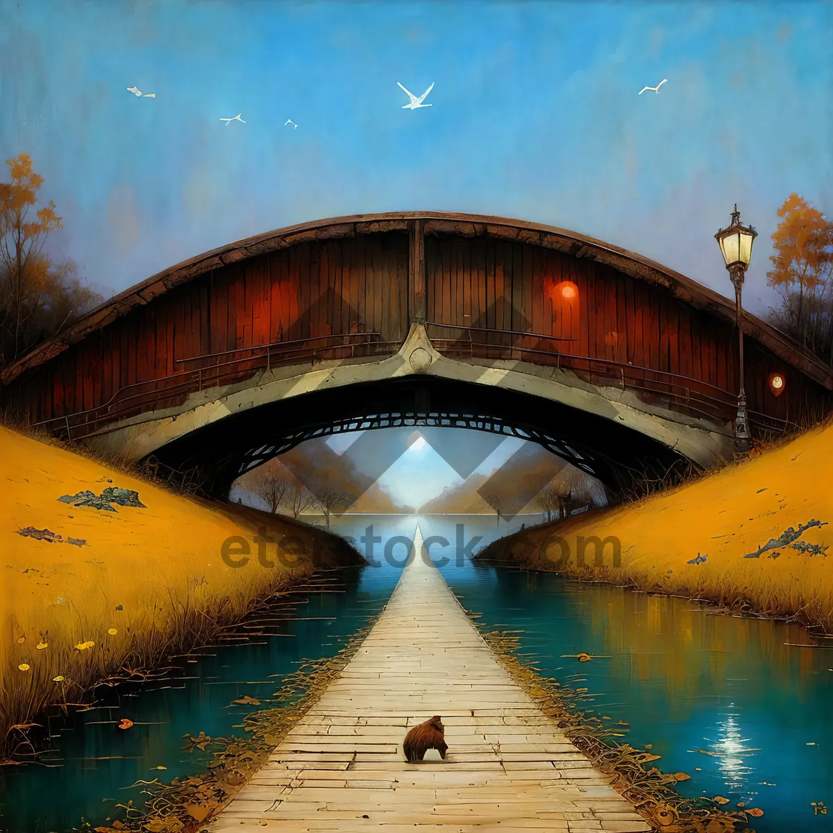 Picture of Historic cityscape with iconic bridge and palace