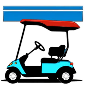 Golfer Cartoon Icon - Person Driving Golf Cart