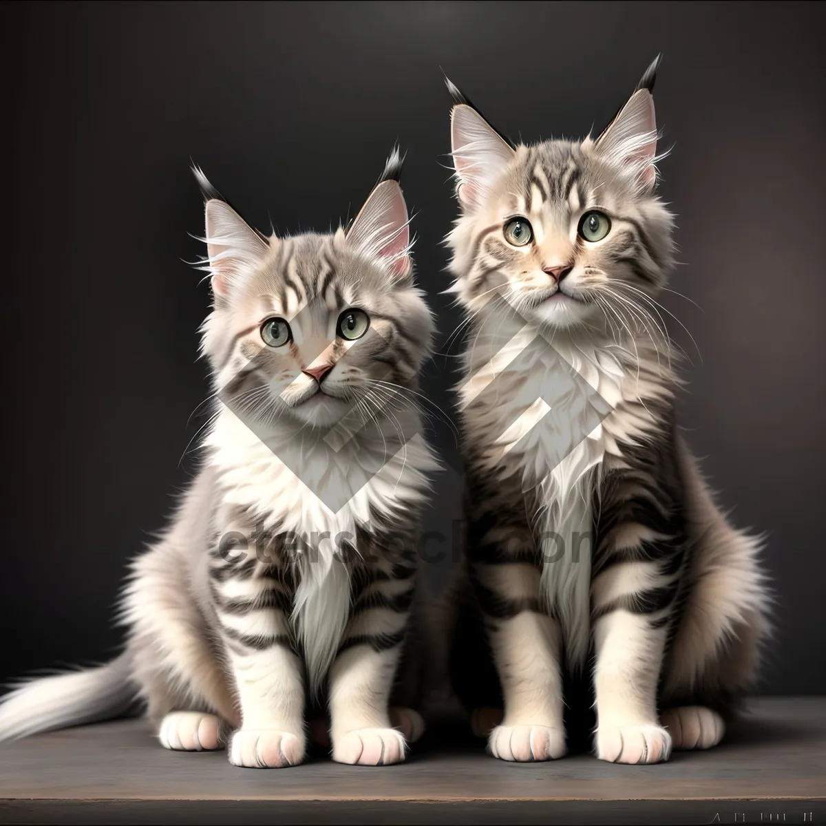 Picture of Fluffy Gray Tabby Kitty Posing for Portrait