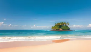 Tropical paradise beach with crystal clear turquoise water.