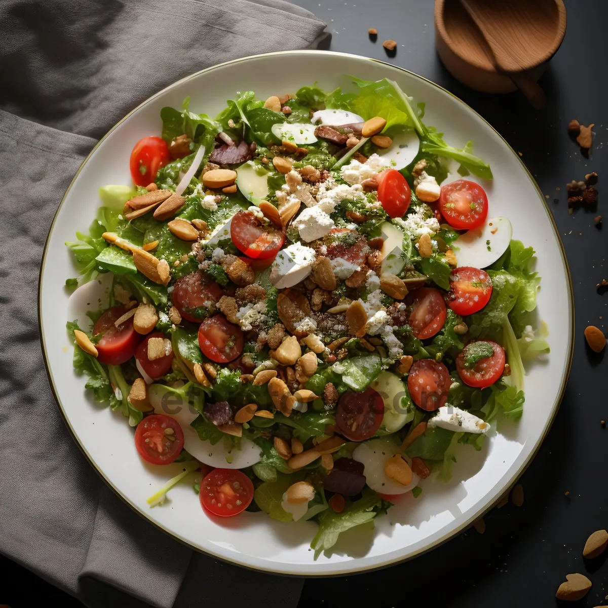 Picture of Healthy Veggie Salad with Kidney Beans and Cheese