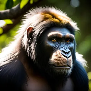 Wild Primate Portrait: Majestic Ape in Natural Jungle Habitat