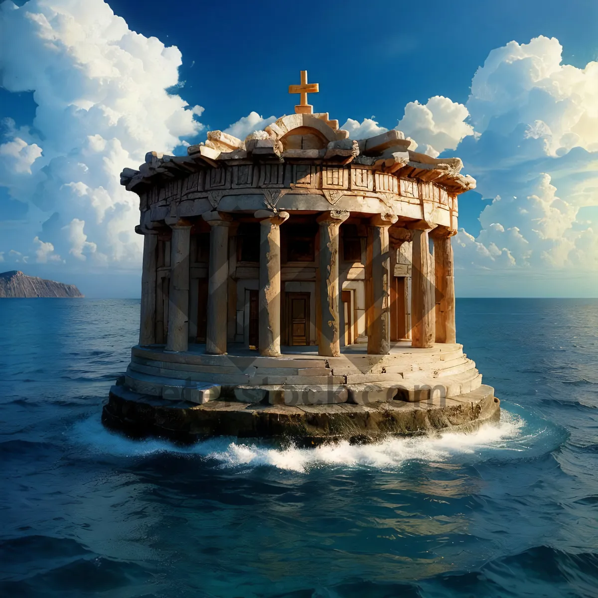 Picture of Ancient Cathedral Tower Under Clear Blue Sky
