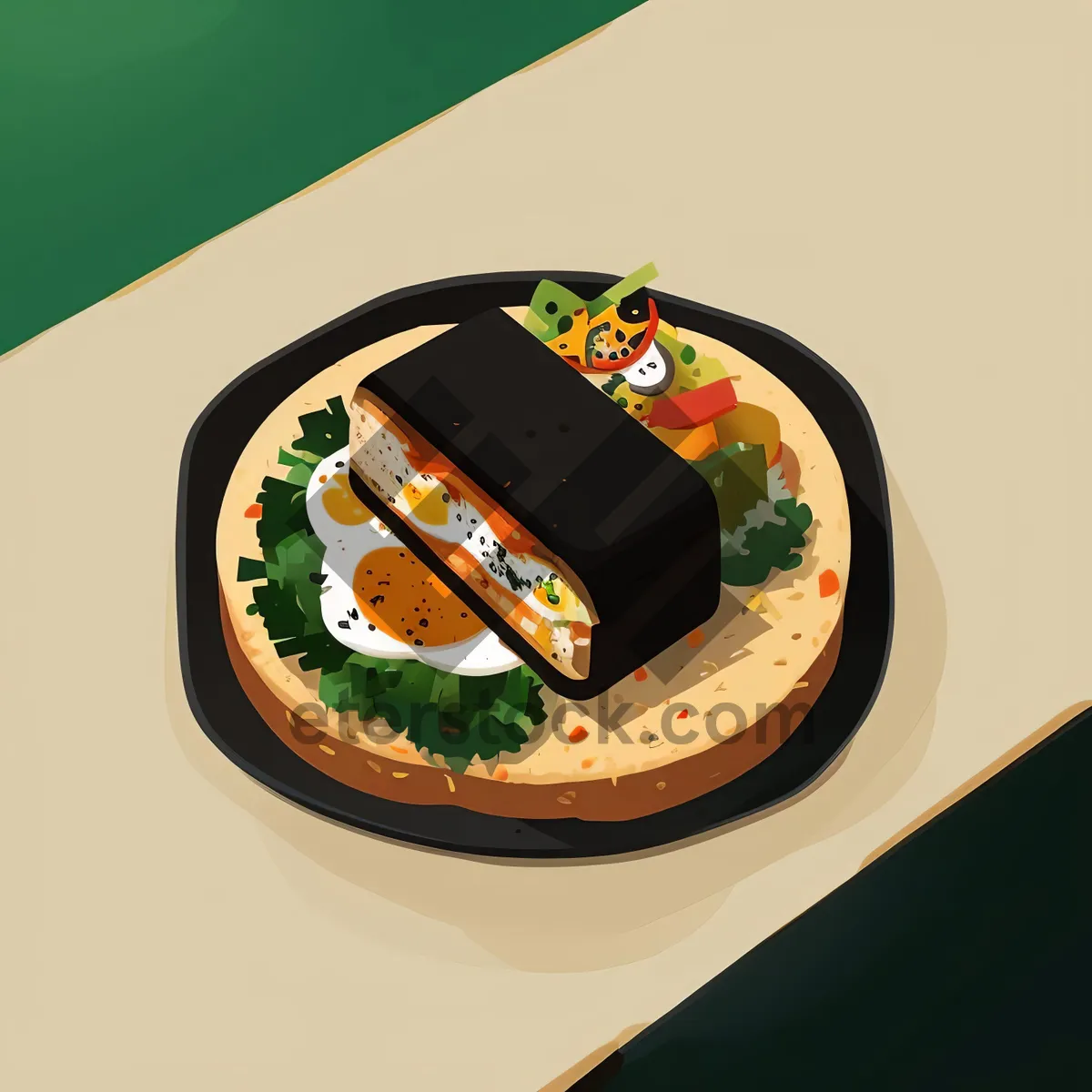 Picture of Circular Plate with Food Meal Concept