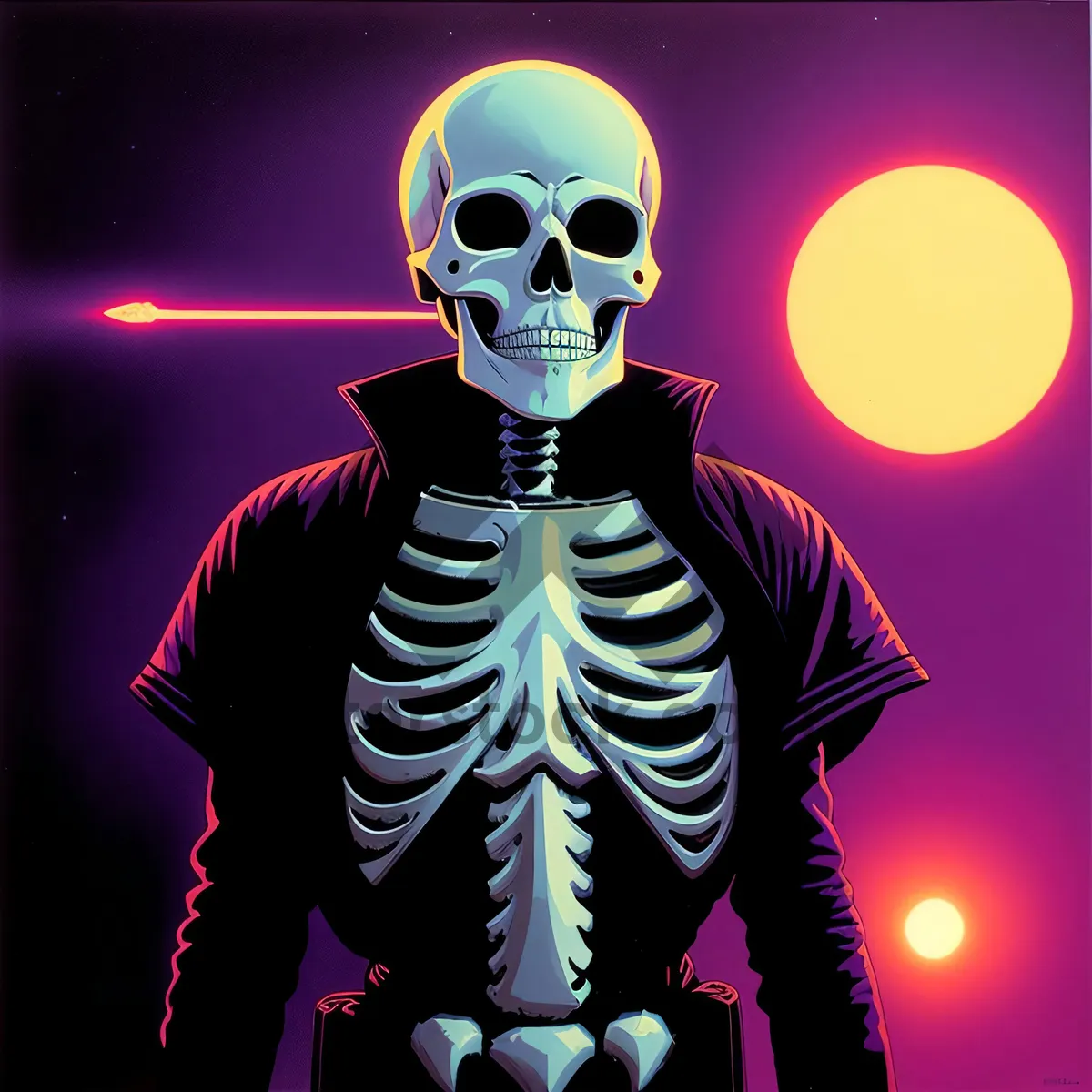 Picture of Dreadful DJ: Eerie Skeleton Spins Tunes