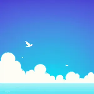 Serene Summer Sky with Vibrant Sun and Clouds