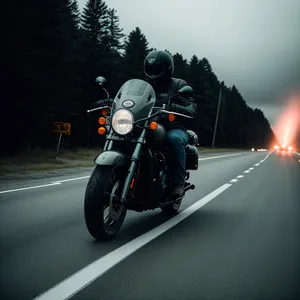 Speeding Motorcycle on Expressway