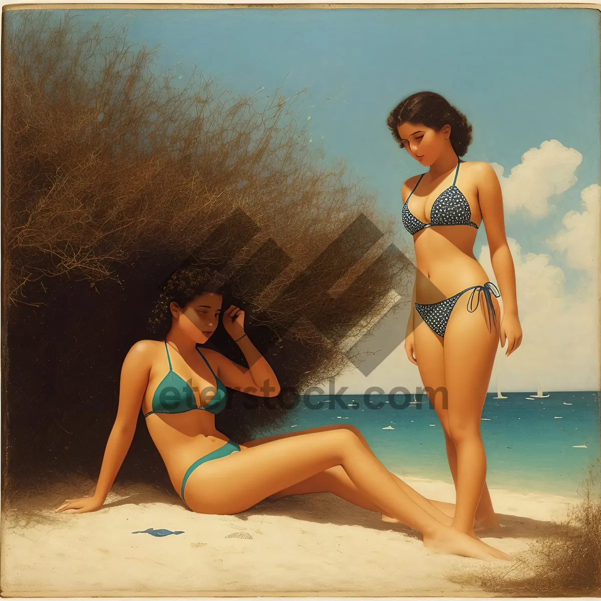 Picture of Exotic Beach Getaway: Attractive Model Embracing the Sun