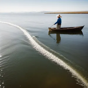 Serene Waters: Paddle Outrigger Kayak on Beach