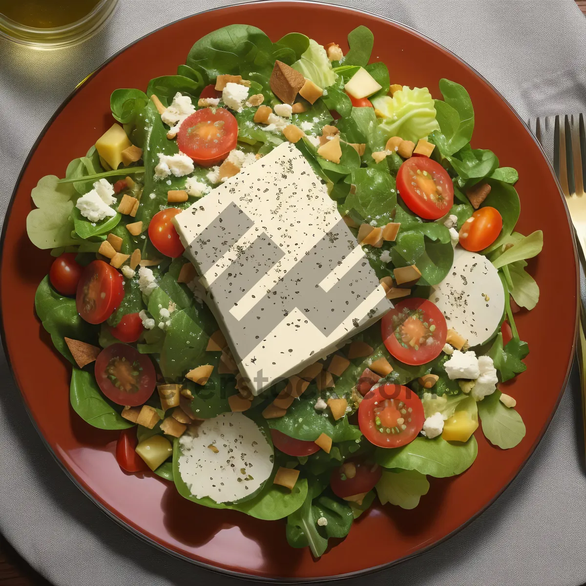 Picture of Delicious Gourmet Salad with Fresh Vegetables and Cheese