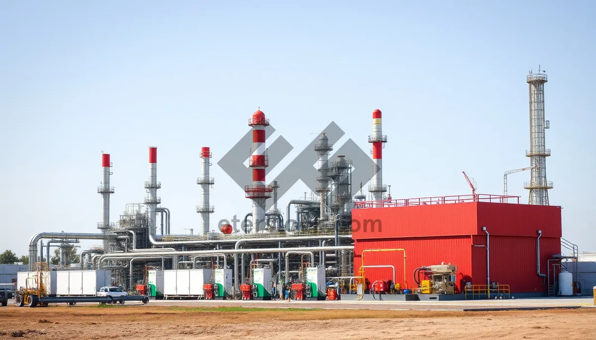 Picture of Industrial Complex with Smokestacks and River