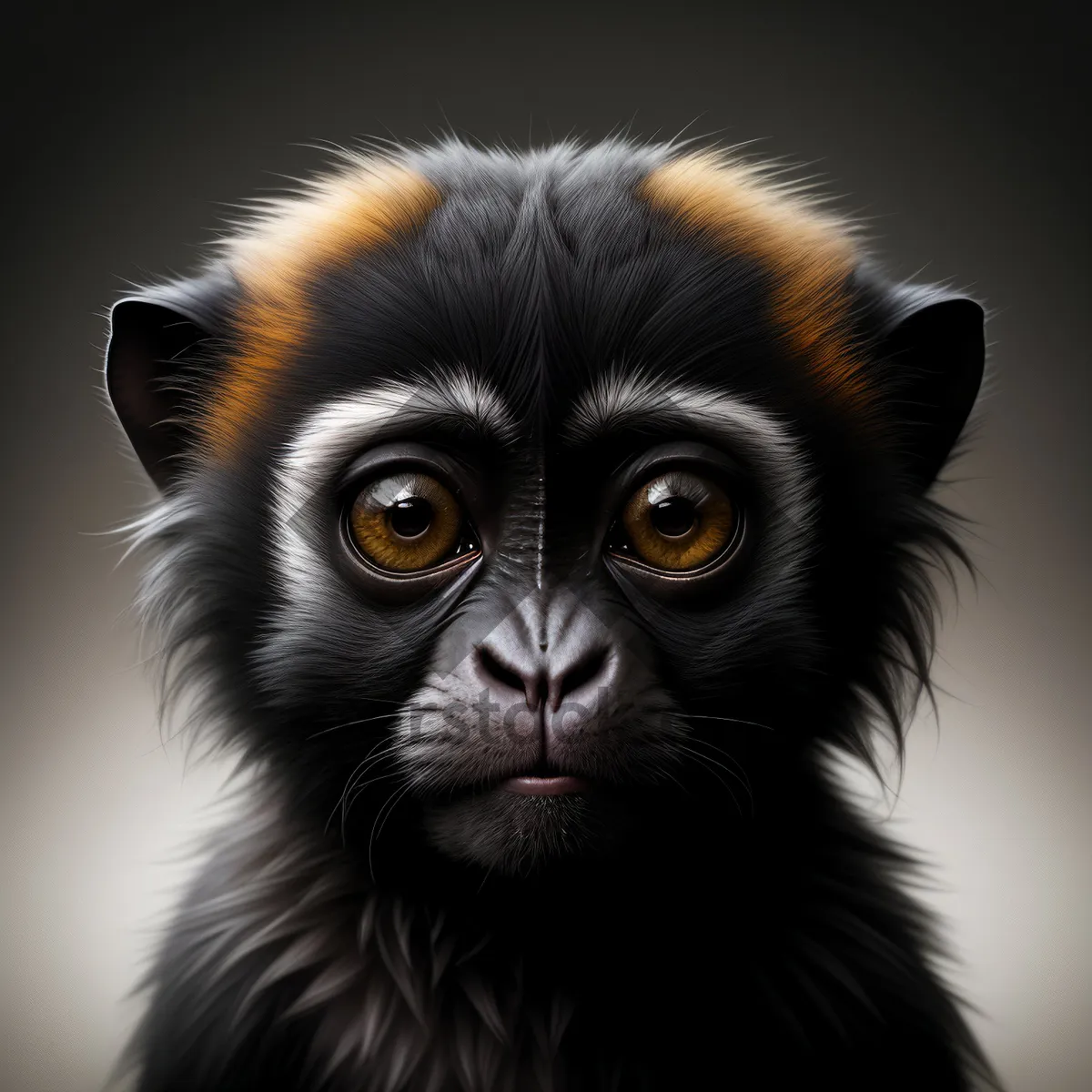 Picture of Furry Primate Portrait: Cute Baby Ape in the Wild