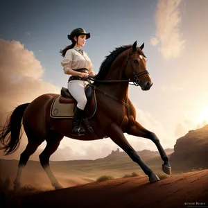 Brown mare on a farm, ready to ride.