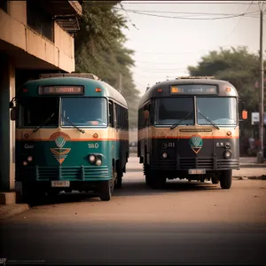 Urban Transportation: City Shuttle Bus on Highway